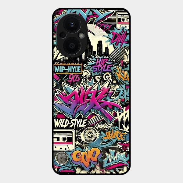 90s Hip-Hop Street Art Glass Case Cover For Oppo - ShopOnCliQ