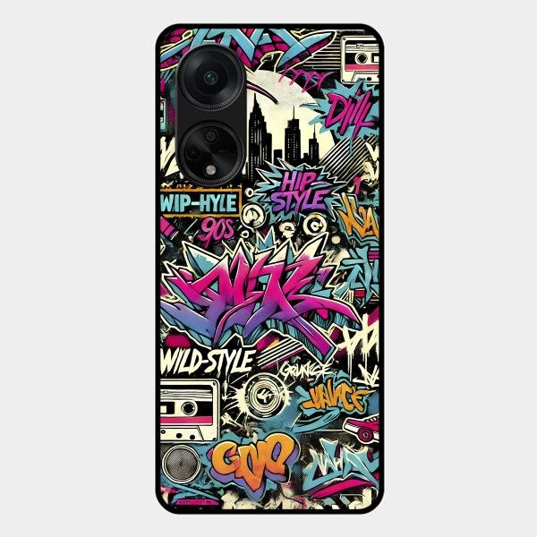 90s Hip-Hop Street Art Glass Case Cover For Oppo F23 5G