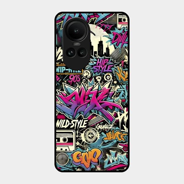 90s Hip-Hop Street Art Glass Case Cover For Oppo Reno 10 5G