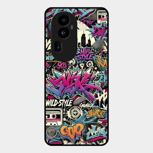 90s Hip-Hop Street Art Glass Case Cover For Oppo Reno 10 Pro Plus 5G