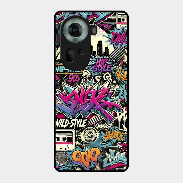 90s Hip-Hop Street Art Glass Case Cover For Oppo Reno 11 5G
