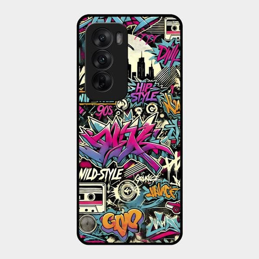 90s Hip-Hop Street Art Glass Case Cover For Oppo Reno 12 5G