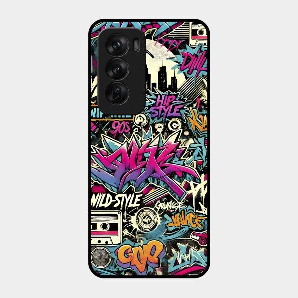 90s Hip-Hop Street Art Glass Case Cover For Oppo - ShopOnCliQ