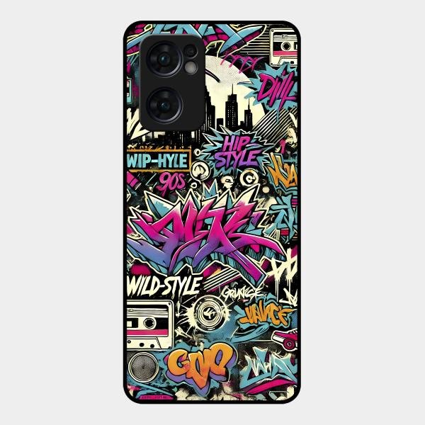 90s Hip-Hop Street Art Glass Case Cover For Oppo - ShopOnCliQ