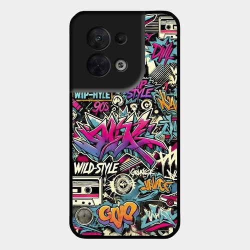 90s Hip-Hop Street Art Glass Case Cover For Oppo Reno 8 5G