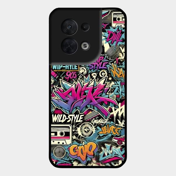 90s Hip-Hop Street Art Glass Case Cover For Oppo - ShopOnCliQ