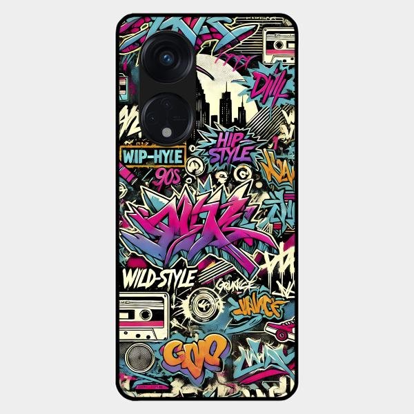 90s Hip-Hop Street Art Glass Case Cover For Oppo Reno 8T 5G
