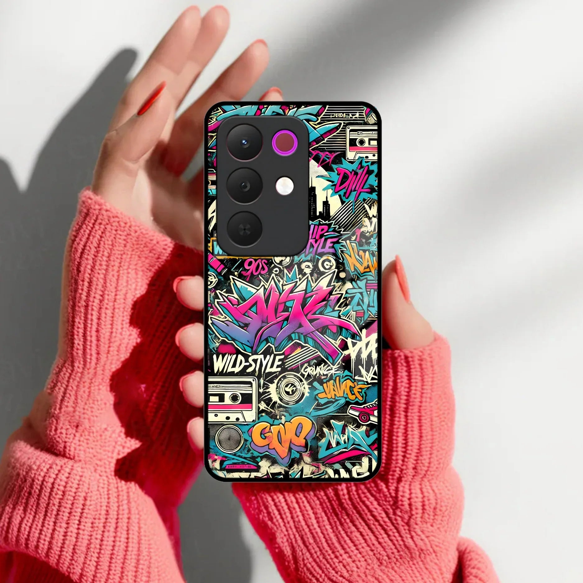 90s Hip-Hop Street Art Glass Case Cover For Realme