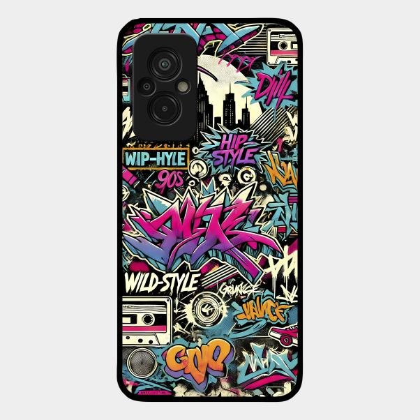 90s Hip-Hop Street Art Glass Case Cover For Redmi 11 Prime 4G