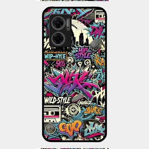 90s Hip-Hop Street Art Glass Case Cover For Redmi 11 Prime 5G