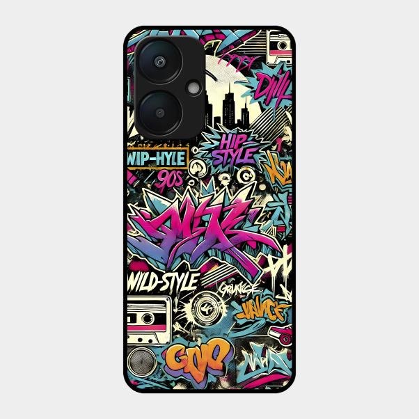 90s Hip-Hop Street Art Glass Case Cover For Redmi 13C 5G