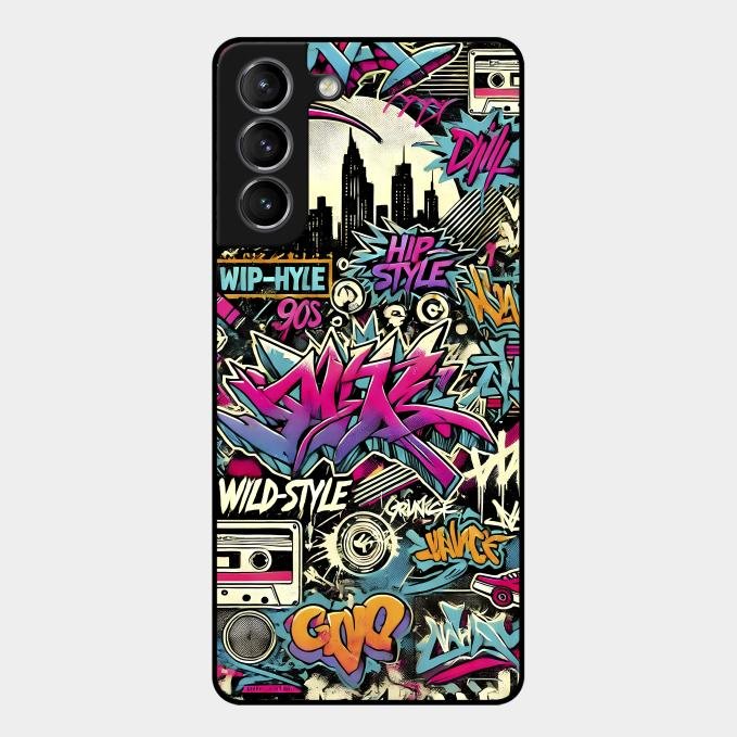 90s Hip-Hop Street Art Glass Case Cover For Samsung - ShopOnCliQ