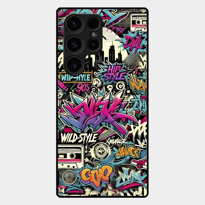 90s Hip-Hop Street Art Glass Case Cover For Samsung - ShopOnCliQ