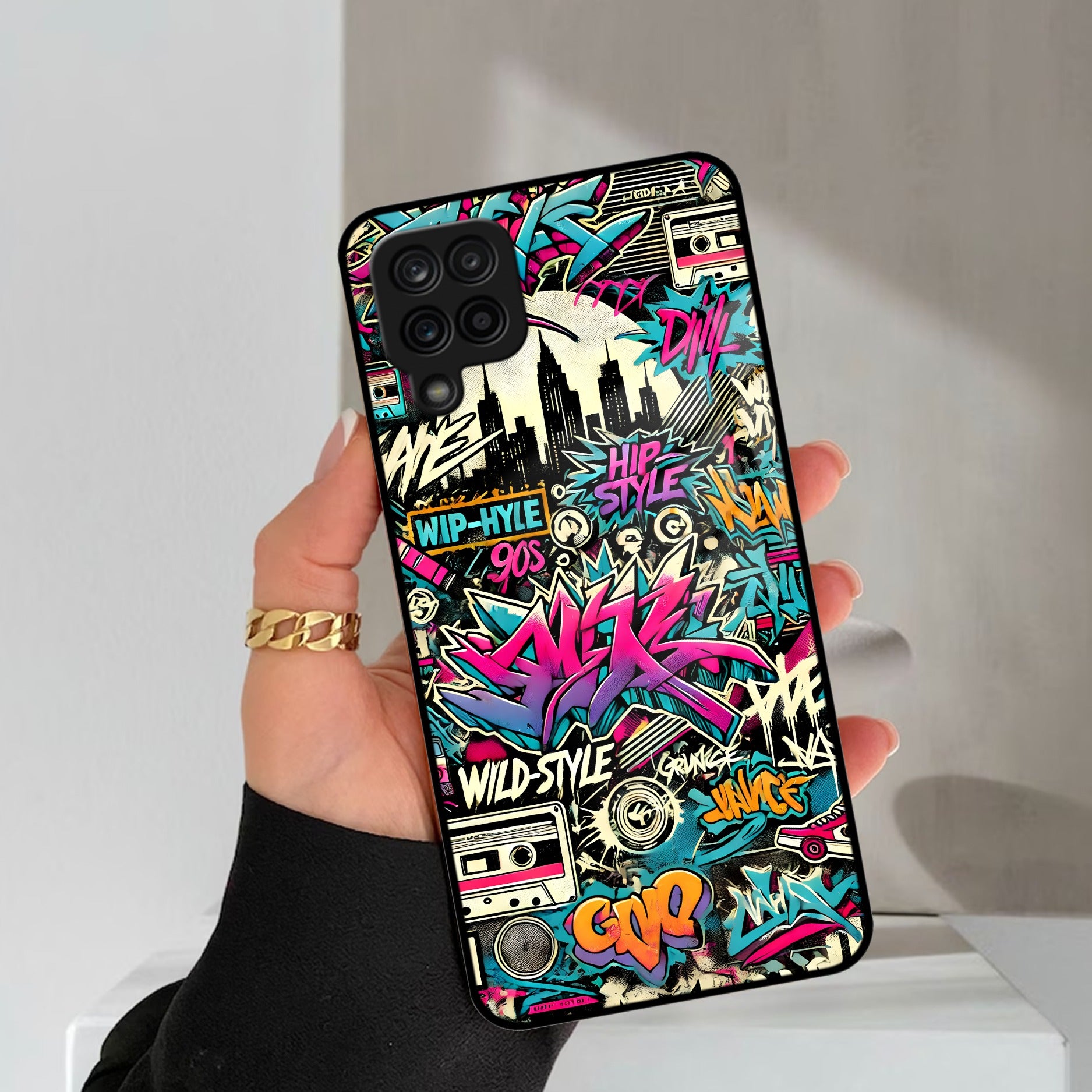 90s Hip-Hop Street Art Glass Case Cover For Samsung Galaxy A42 5G