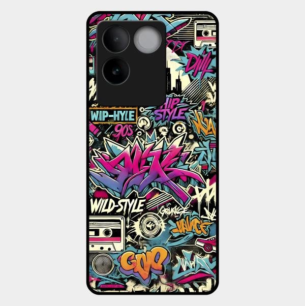 90s Hip-Hop Street Art Glass Case Cover For Vivo T2 Pro 5G