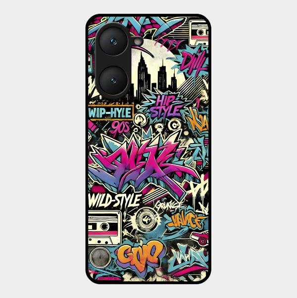 90s Hip-Hop Street Art Glass Case Cover For Vivo - ShopOnCliQ