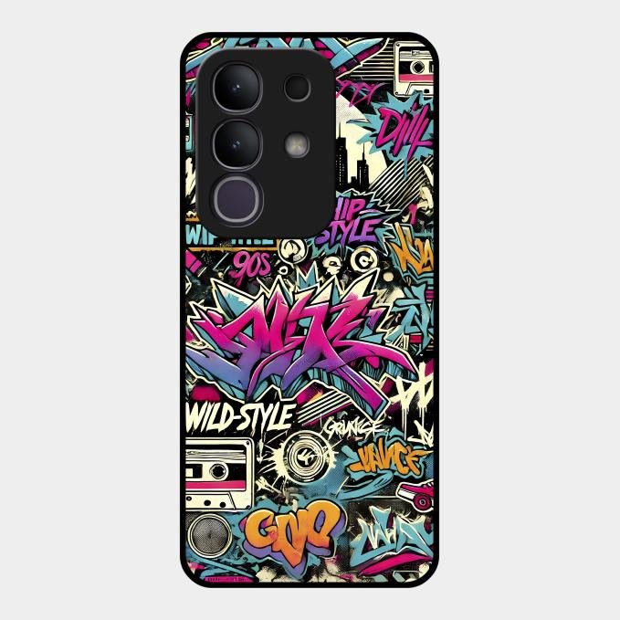 90s Hip-Hop Street Art Glass Case Cover For Vivo T4X 5G
