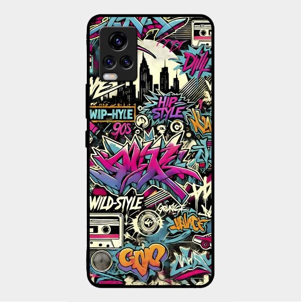 90s Hip-Hop Street Art Glass Case Cover For Vivo V20 2021