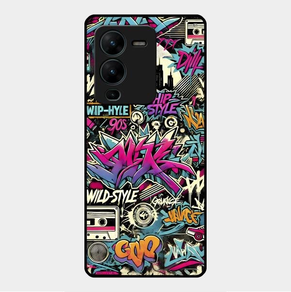90s Hip-Hop Street Art Glass Case Cover For Vivo V25 Pro 5G
