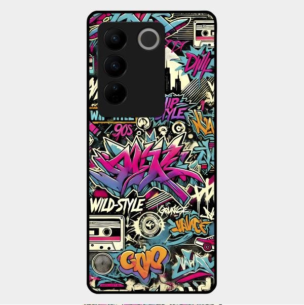 90s Hip-Hop Street Art Glass Case Cover For Vivo V27 Pro 5G