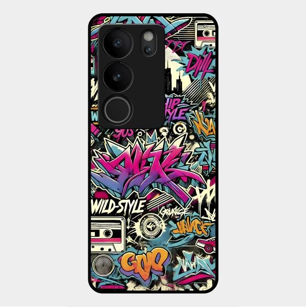 90s Hip-Hop Street Art Glass Case Cover For Vivo V29 Pro 5G