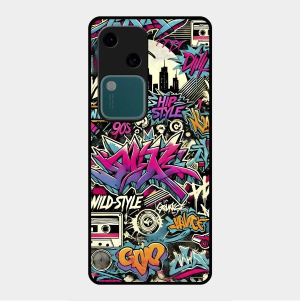 90s Hip-Hop Street Art Glass Case Cover For Vivo V30 5G