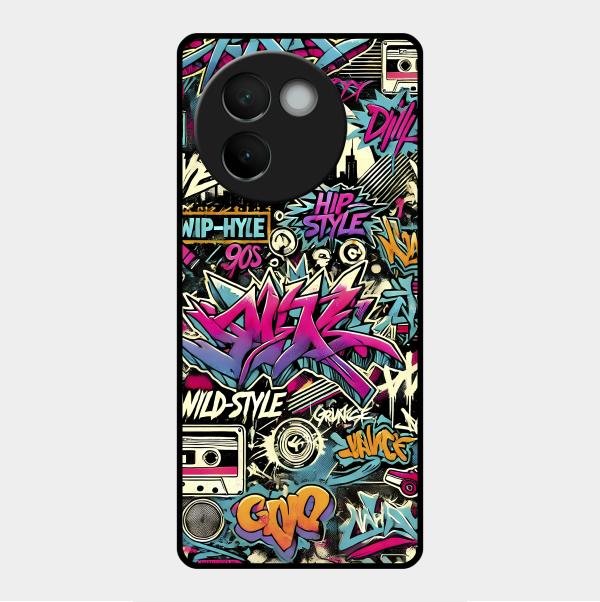 90s Hip-Hop Street Art Glass Case Cover For Vivo V30E 5G