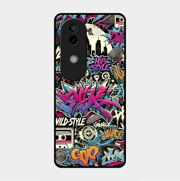 90s Hip-Hop Street Art Glass Case Cover For Vivo V40E 5G