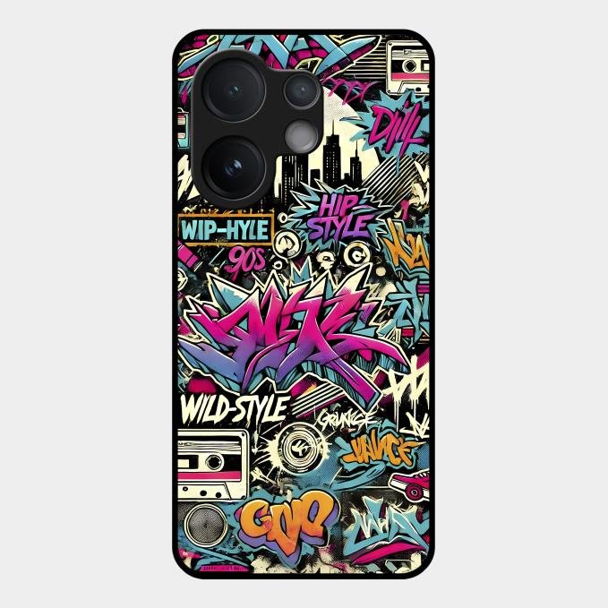 90s Hip-Hop Street Art Glass Case Cover For Vivo V60 5G