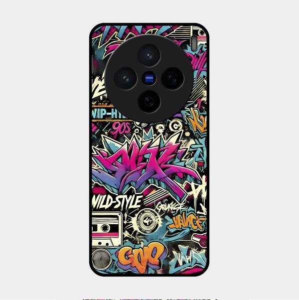 90s Hip-Hop Street Art Glass Case Cover For Vivo X200 5G