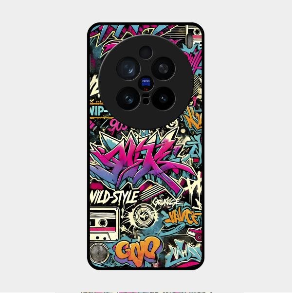 90s Hip-Hop Street Art Glass Case Cover For Vivo X200 Pro 5G