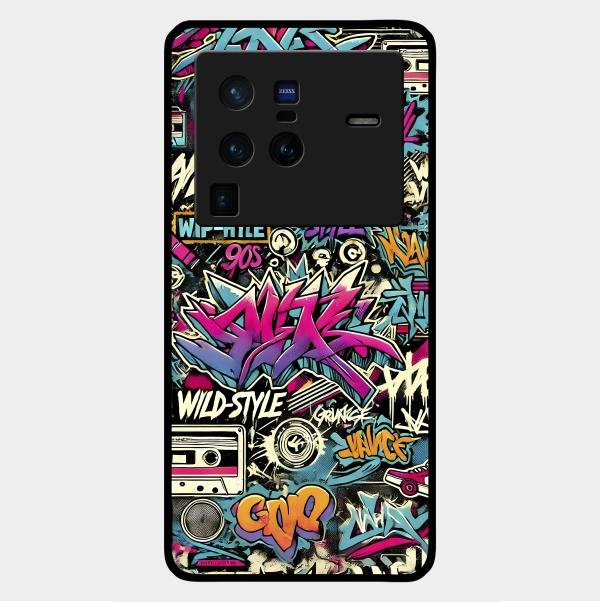 90s Hip-Hop Street Art Glass Case Cover For Vivo X80 Pro 5G