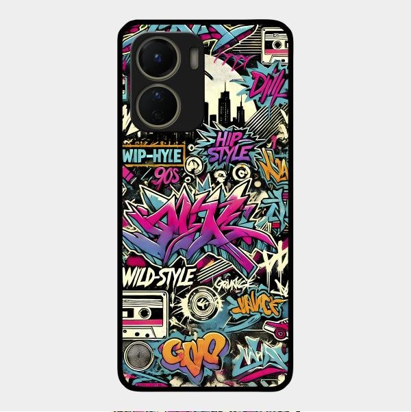 90s Hip-Hop Street Art Glass Case Cover For Vivo Y16