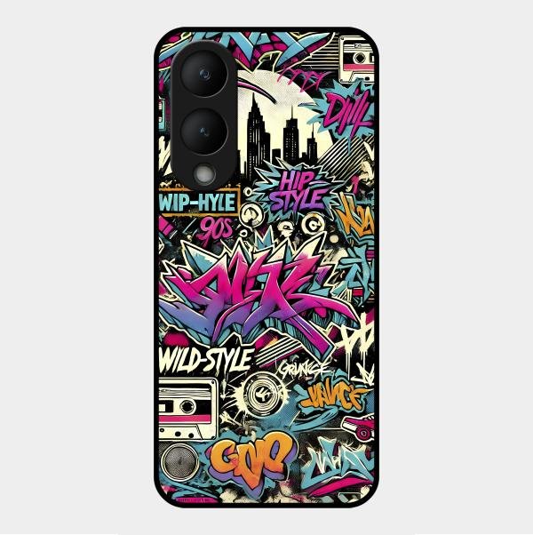 90s Hip-Hop Street Art Glass Case Cover For Vivo Y28 5G