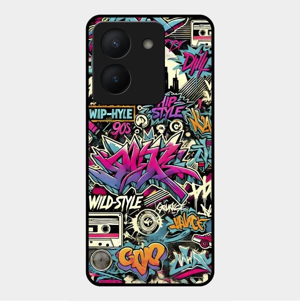 90s Hip-Hop Street Art Glass Case Cover For Vivo Y36