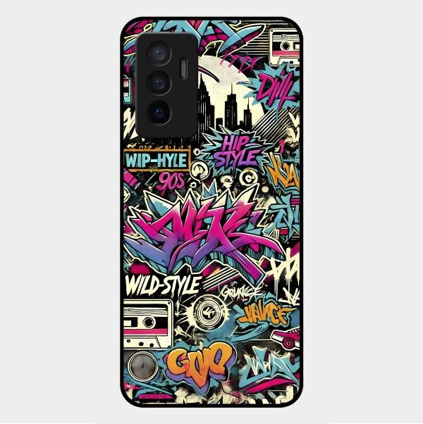90s Hip-Hop Street Art Glass Case Cover For Vivo Y75 4G