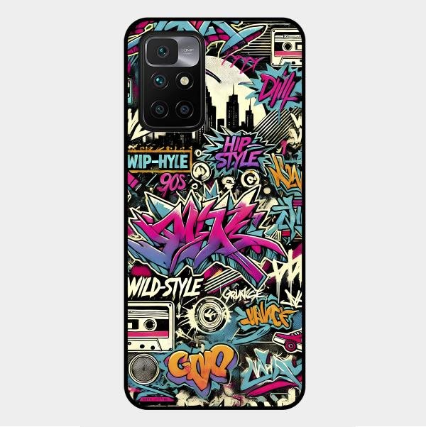 90s Hip-Hop Street Art Glass Case Cover For Xiaomi Redmi 10 Prime