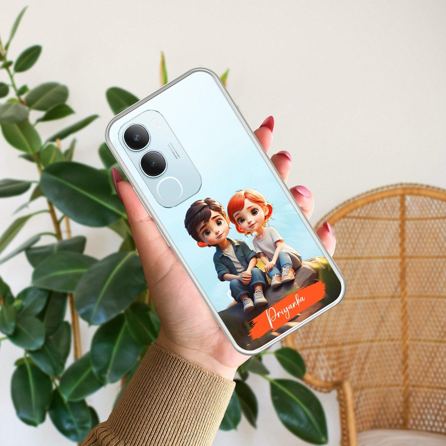 Cute Love Couple Customize Transparent Silicon Case For Vivo