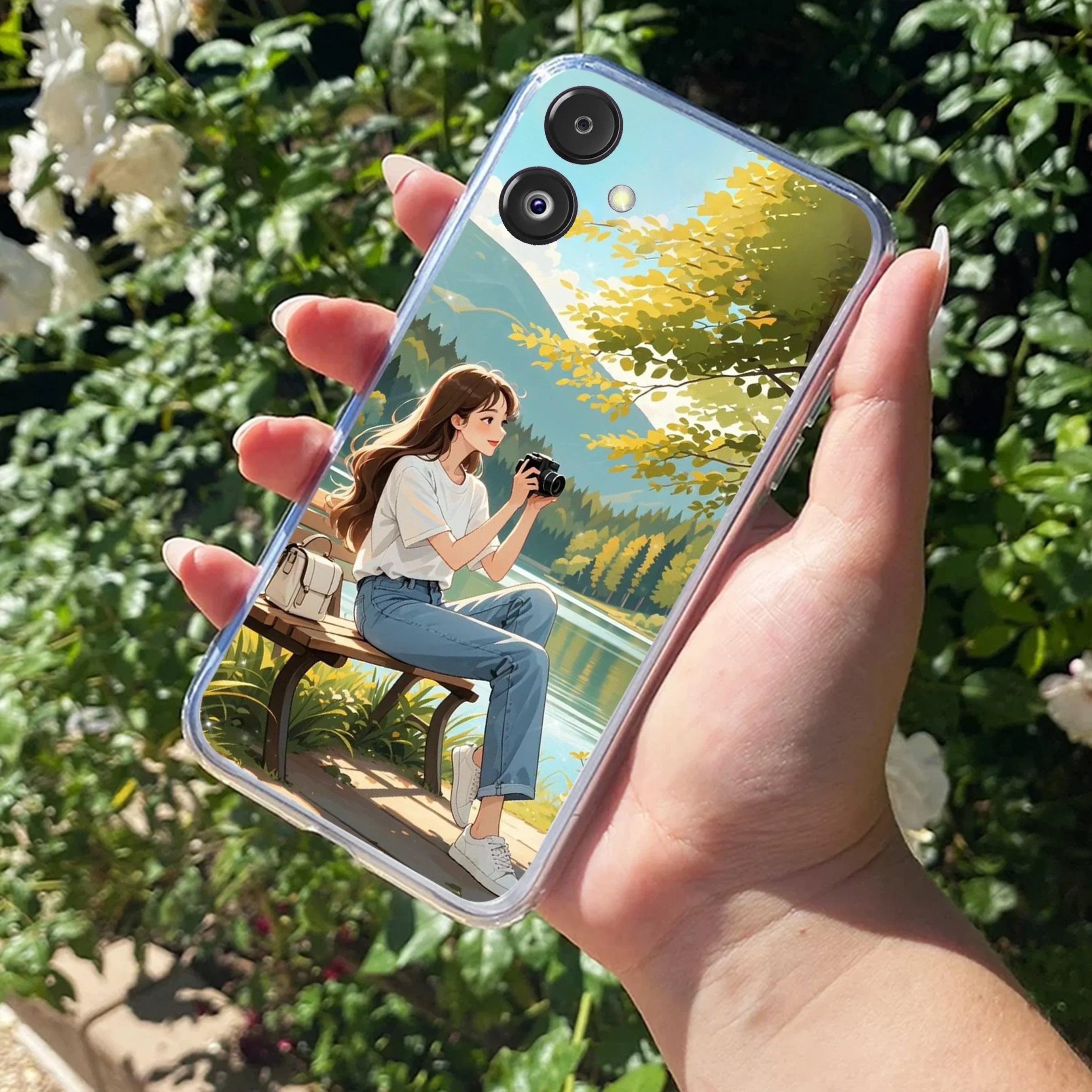 Natures Frame Transparent Silicon Case For Samsung Galaxy M06 5G