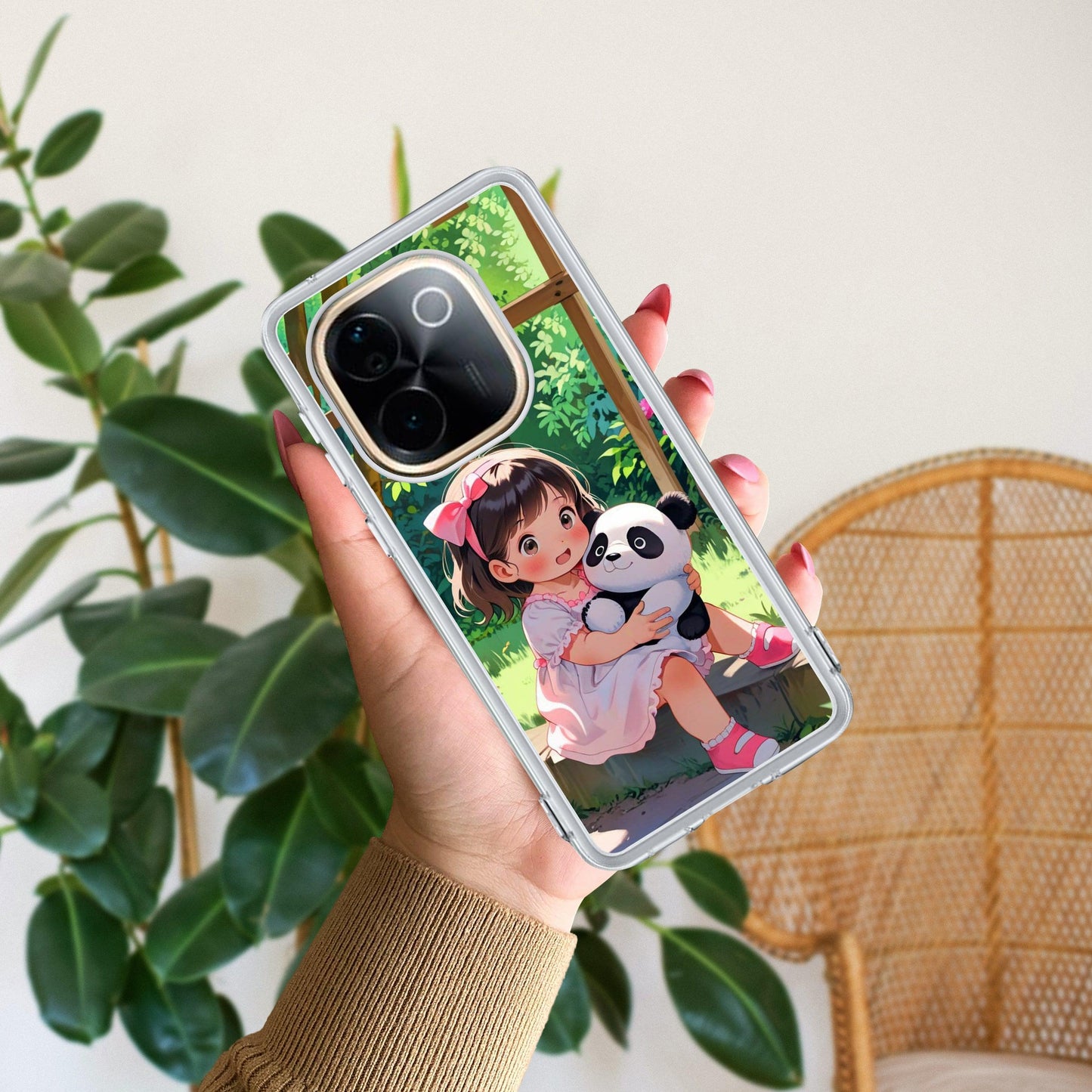 Blush & Panda  Transparent Silicon Case For Vivo