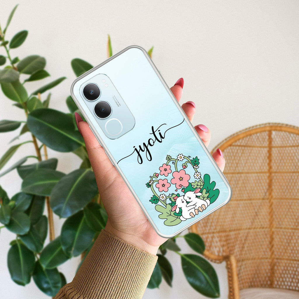 Cute Bunny Customize Transparent Silicon Case V2 For Vivo Y29 5G