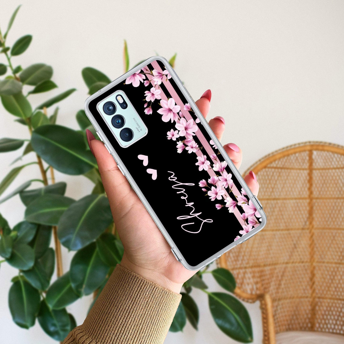 Pink Floral Customize Transparent Silicon Case For Oppo - ShopOnCliQ