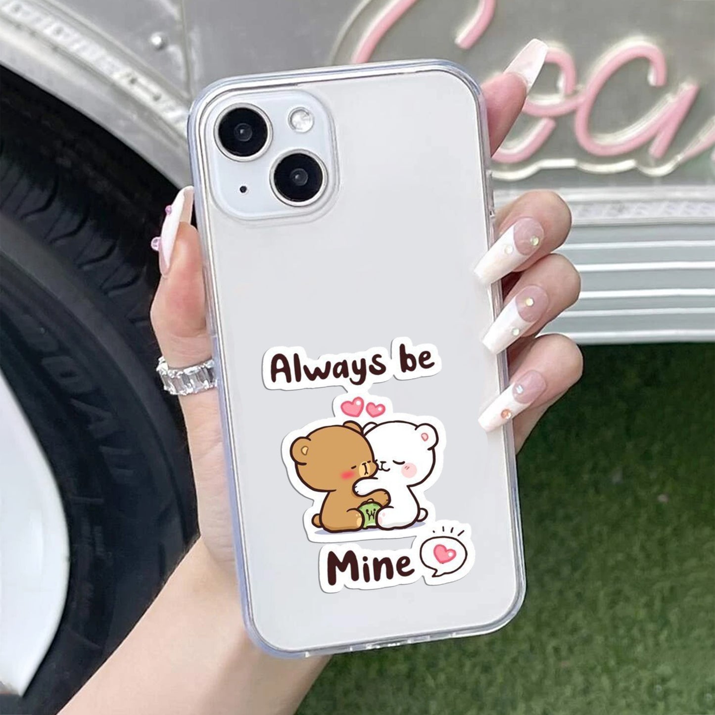 Cute Cuddle Bears Transparent Silicon Case For iPhone