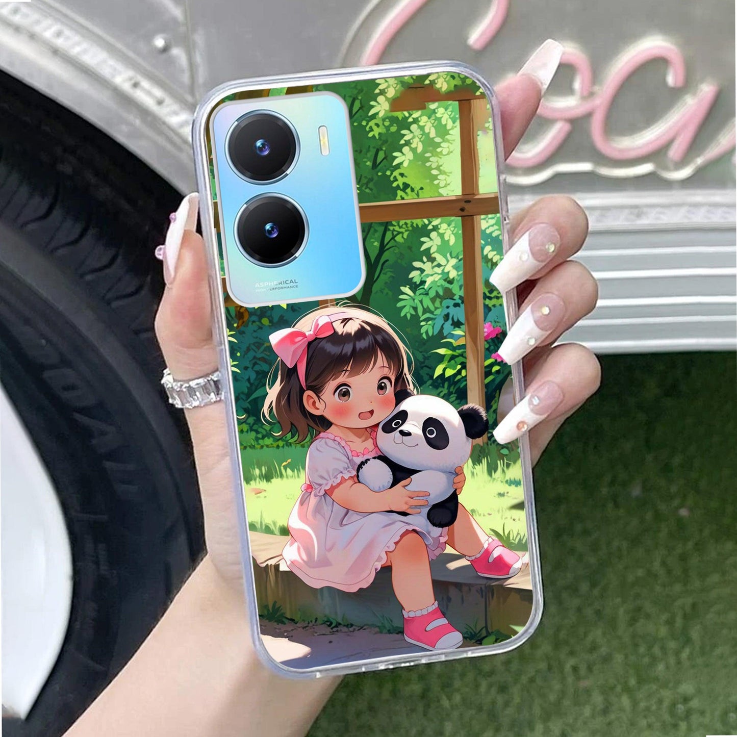 Blush & Panda  Transparent Silicon Case For Vivo