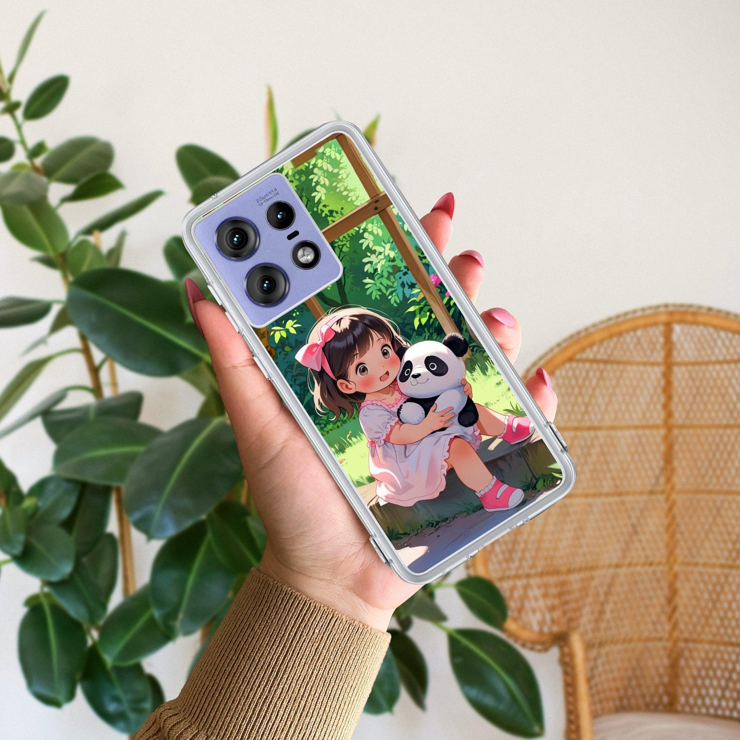 Blush & Panda Transparent Silicon Case For Motorola