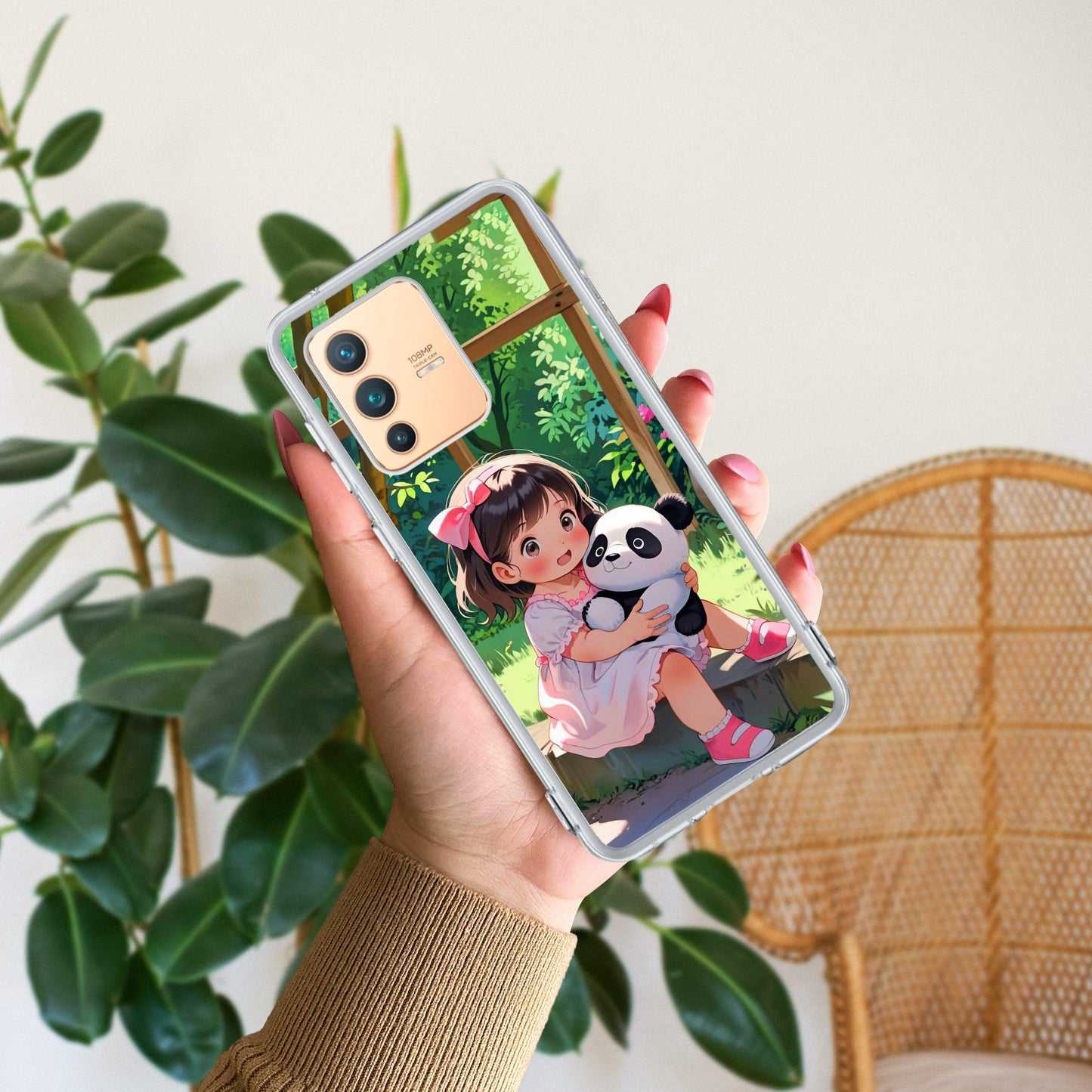 Blush & Panda  Transparent Silicon Case For Vivo