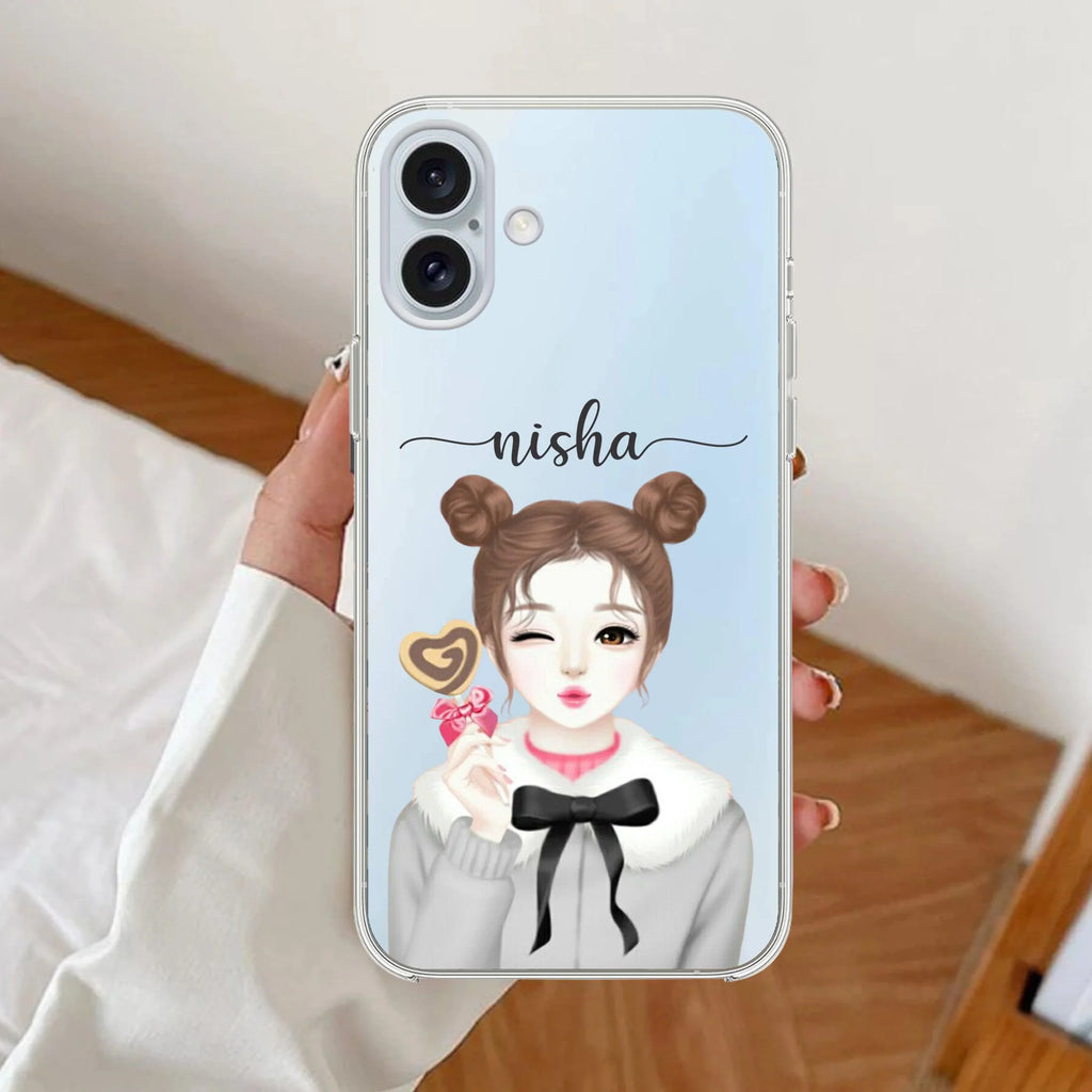 Candy Wink Customize Anti Yellow Clear Case For iPhone 16 Plus