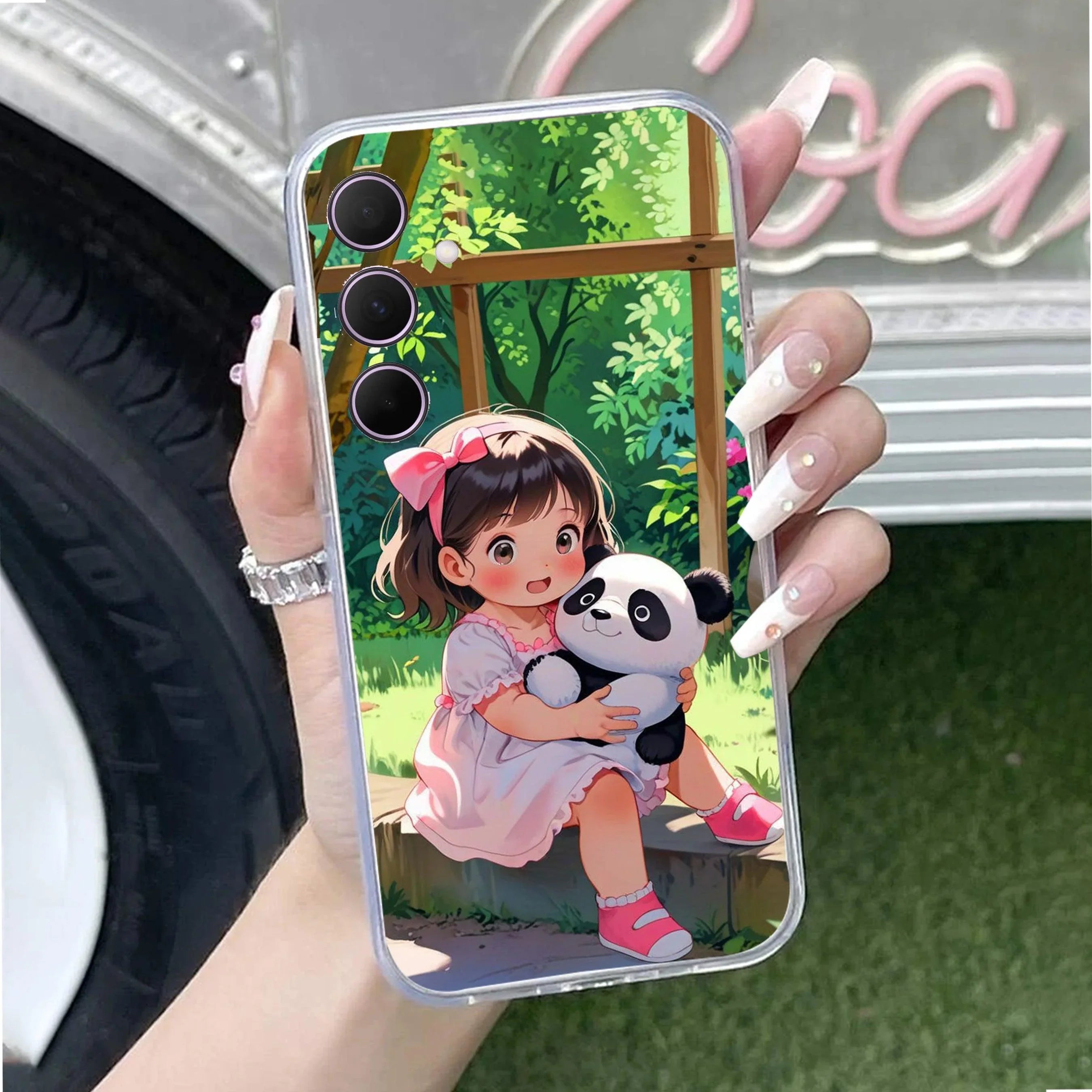 Blush & Panda Transparent Silicon Case For Samsung Galaxy M35 5G