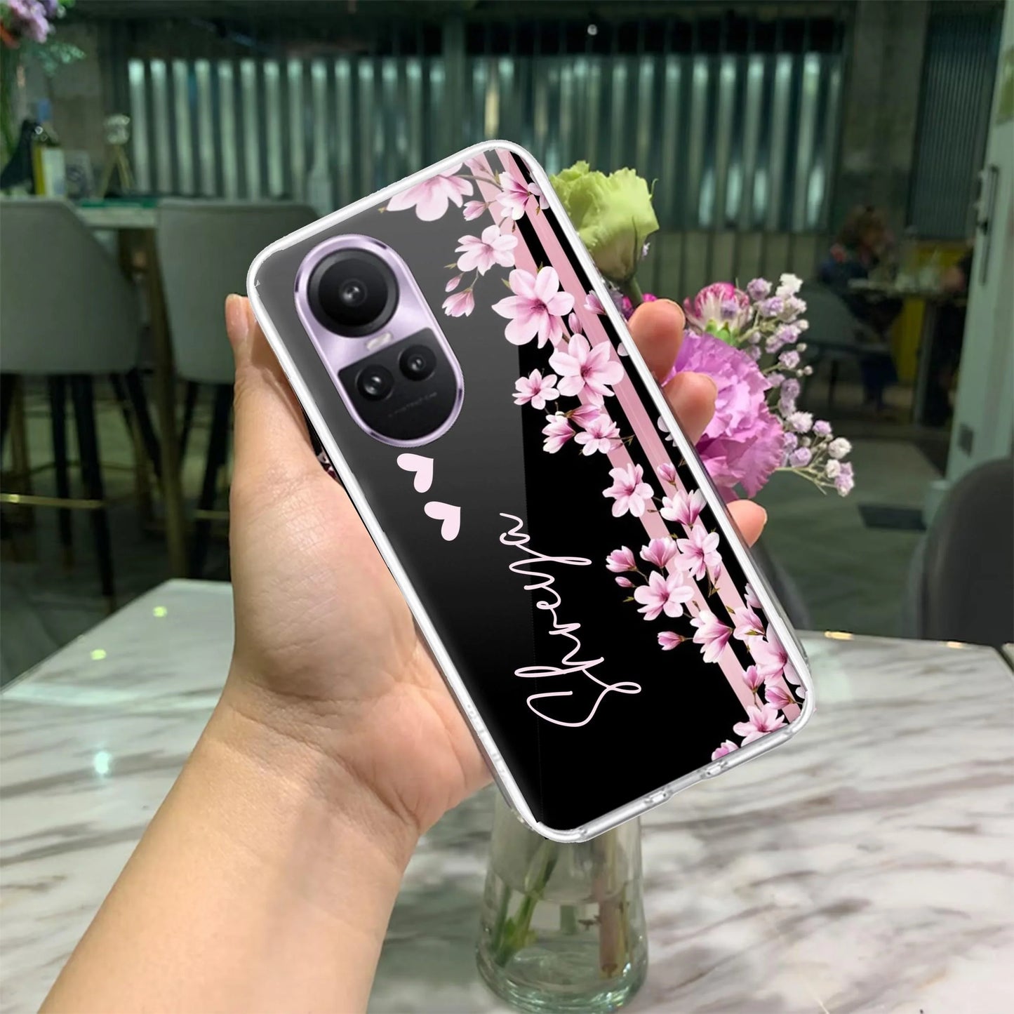 Pink Floral Customize Transparent Silicon Case For Oppo - ShopOnCliQ