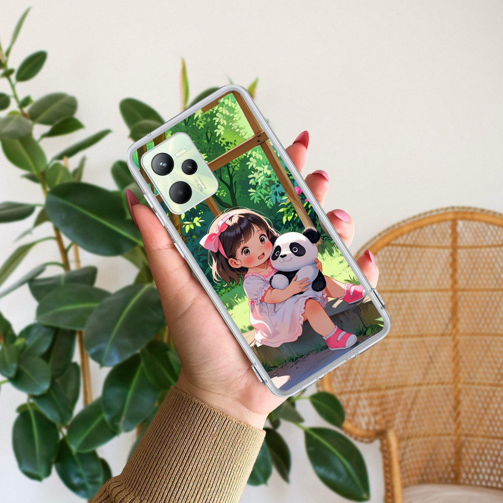 Blush & Panda  Transparent Silicon Case For Realme 14 Pro Plus 5G